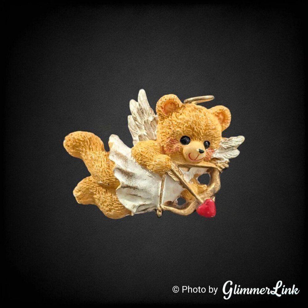 Vintage Bow & Arrow Cupid Teddy Bear Resin Pin